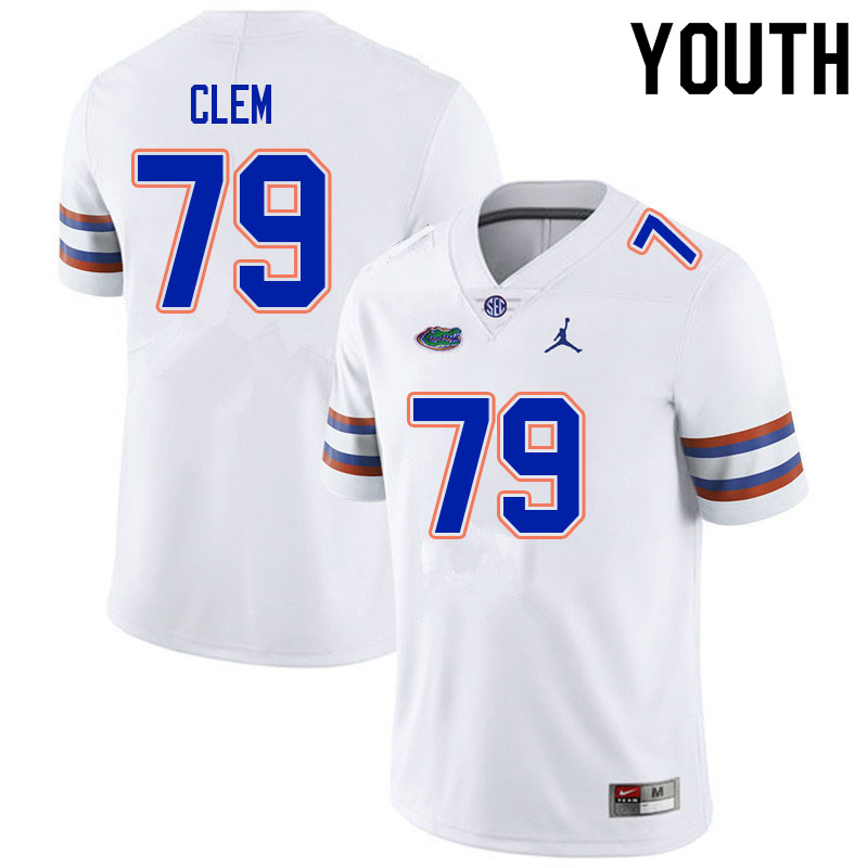 Youth #79 Hayden Clem Florida Gators College Football Jerseys Sale-White